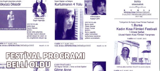 1.Bursa Kadın Kısa Filmleri Festivali programı belli oldu